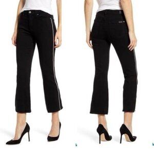 7 For All Mankind Piped High Waist Slim Kick bootcut Crop size 29 Black NWOT